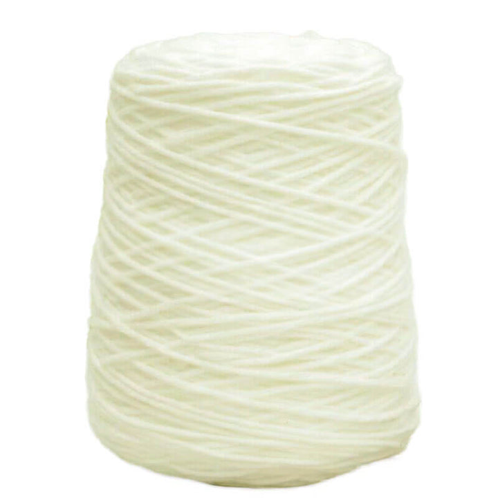 White acrylic tufting yarn on a white background
