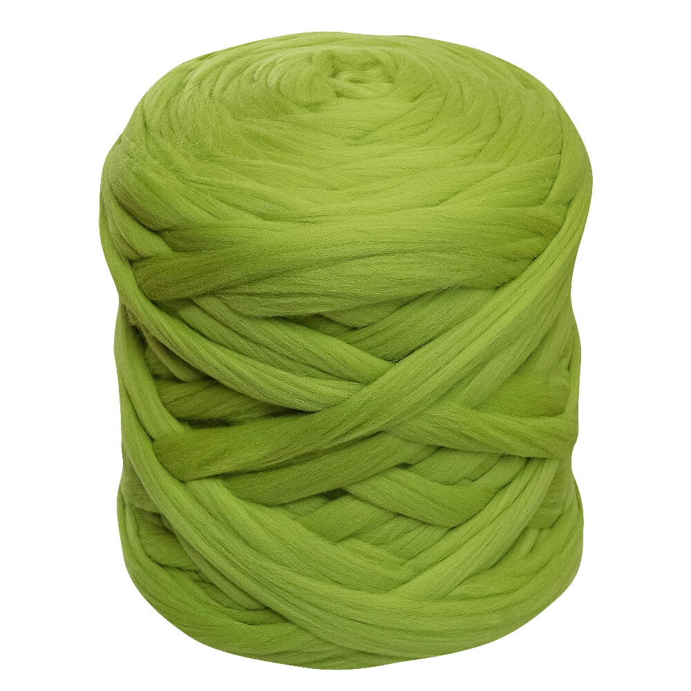 a ball of light apple green chunky knitting yarn