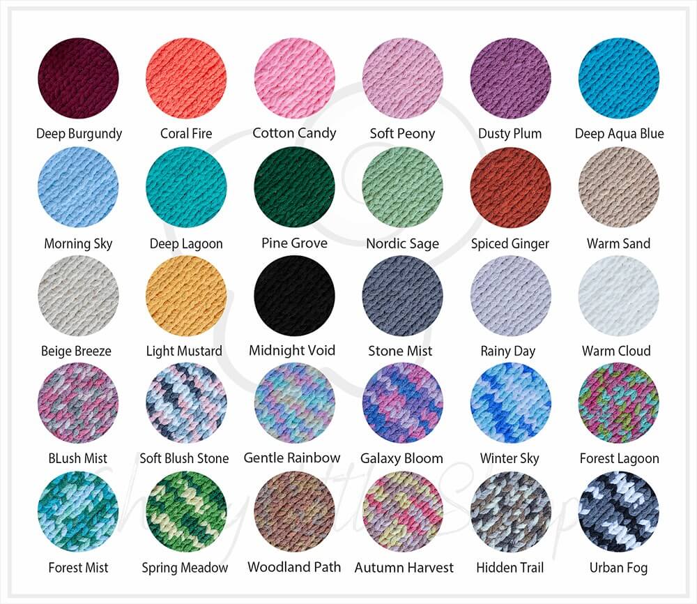 chenille yarn color swatch