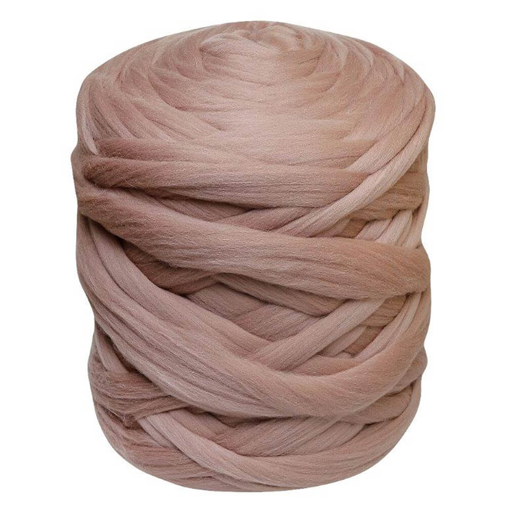 A ball of Cappuccino color giant thick jumbo yarn for hand knitting