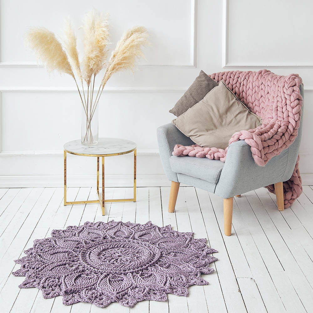 Round Handmade Crochet Rug, 60 inches (150 cm)