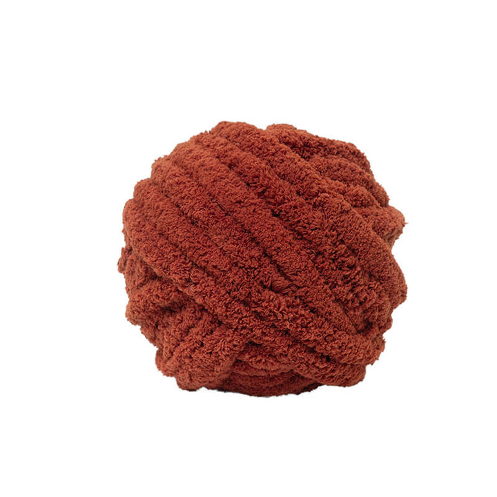 bulky chenille yarn ball on a white background