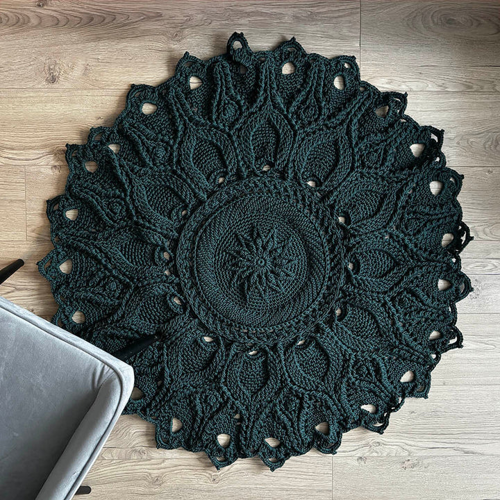 Round Handmade Crochet Rug, 60 inches (150 cm)