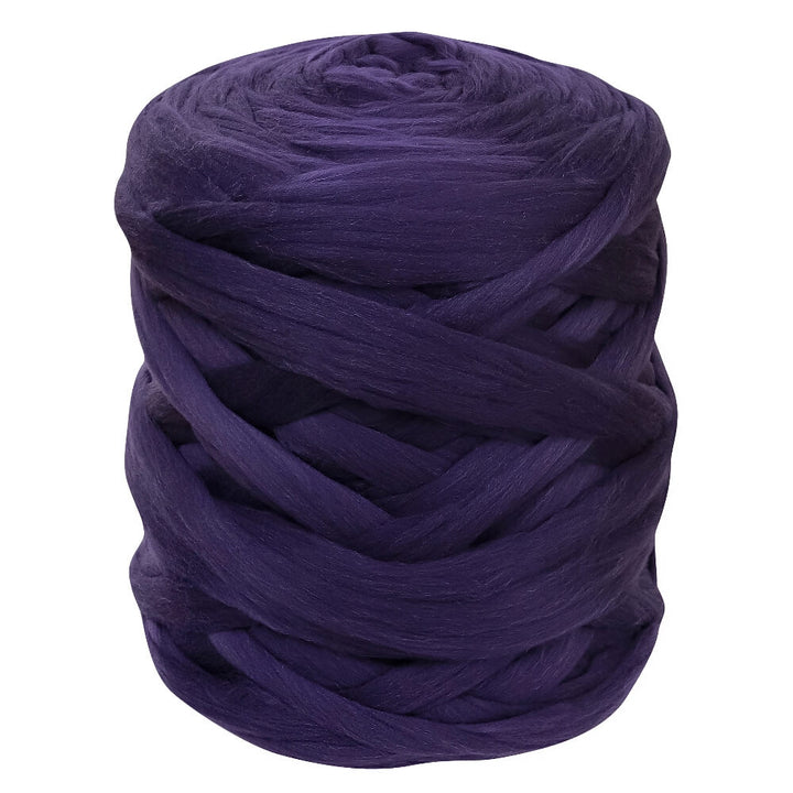 ball of arm knitting yarn in dark purple