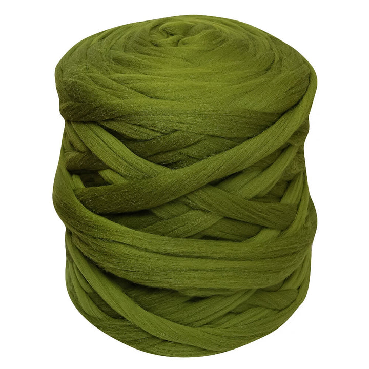 a ball of merino wool jumbo yarn in olive colour