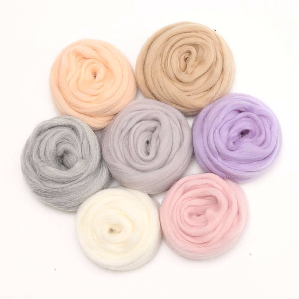 pastel colors of felting wool