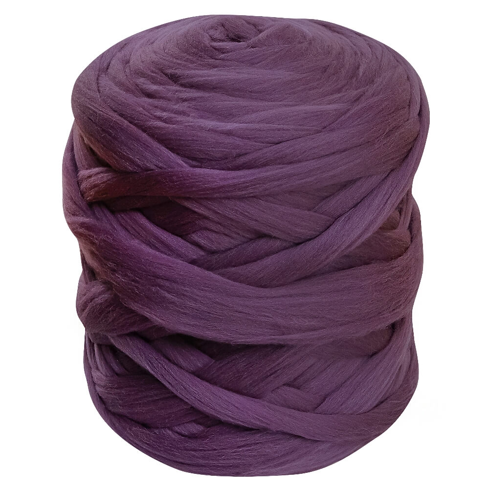 a ball of chunky merino wool yarn in mauve