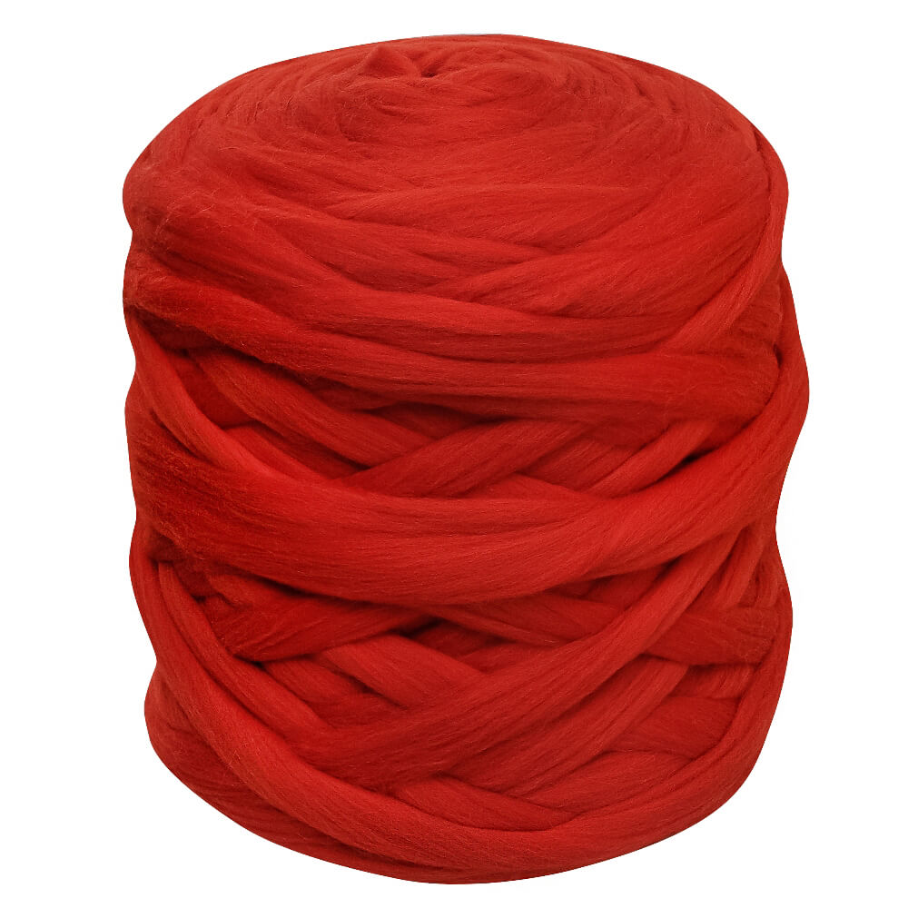 red chunky knit yarn ball for various knitting projects