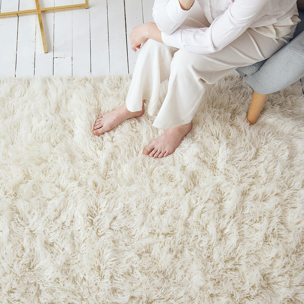 Off White Shaggy Flokati Rug 3.25" (8cm) Pile 1400 GSM