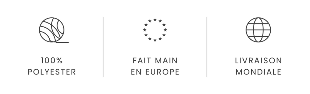 100 % polyester, fait main en Europe, livraison mondiale