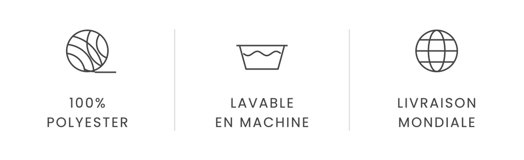 100 % polyester, lavable en machine, livraison mondiale
